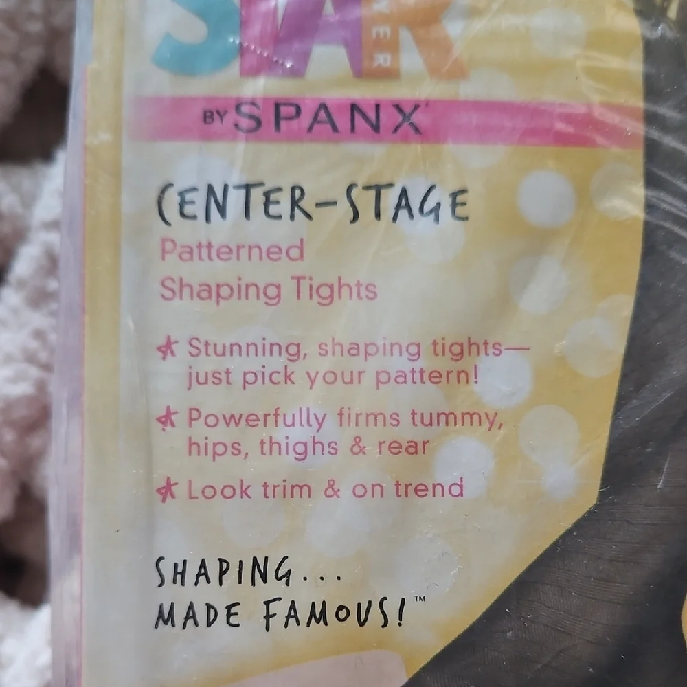 SPANX Center-Stage Black Patterned Shaping Tights